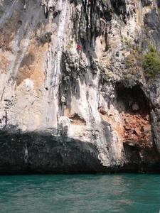 Deep water soloing Railey Beach Thailand