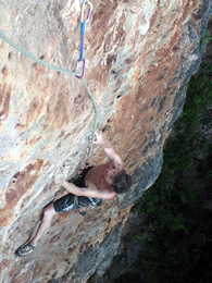 Nick styling up the 6b multipitch, Koh Yao Noi, Thailand climbing