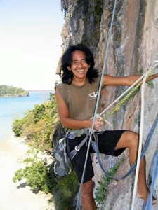 Rit instruncting multipitch climbing- Railey Beach Thailand