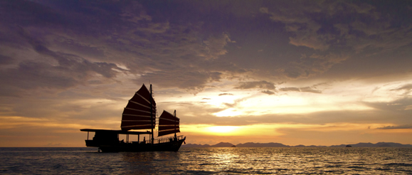 Sunset Thai Junk cruise Krabi Thailand